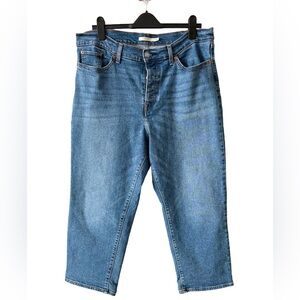 Levi’s Wedgie Straight High Rise Cropped Jeans Medium Wash Denim Size 16W